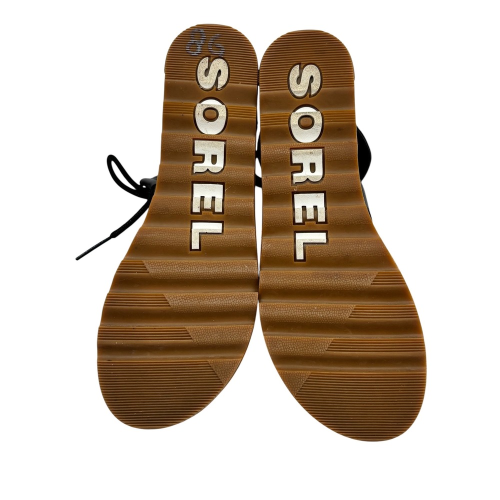 Sorel Joanie II Lace Black Leather Cork Platform Wedge Gladiator Sandals 8.5 - Picture 11 of 11